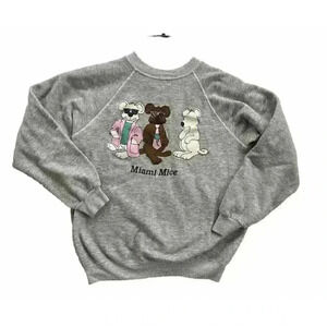 Vintage 80s Miami Mice Miami Vice TV Parody Sweatshirt M Gray USA
